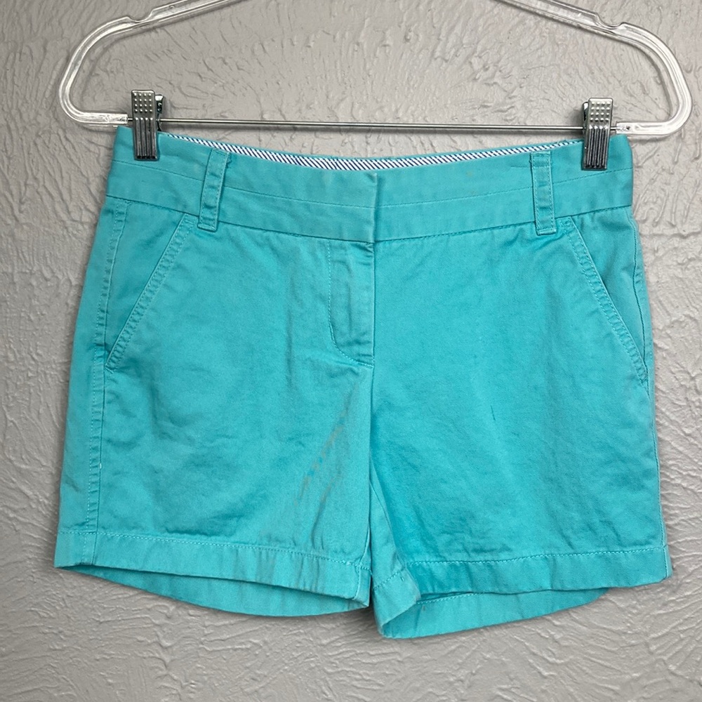 J. Crew Chino Teal Turquoise 100% Cotton Shorts Women's Size 00